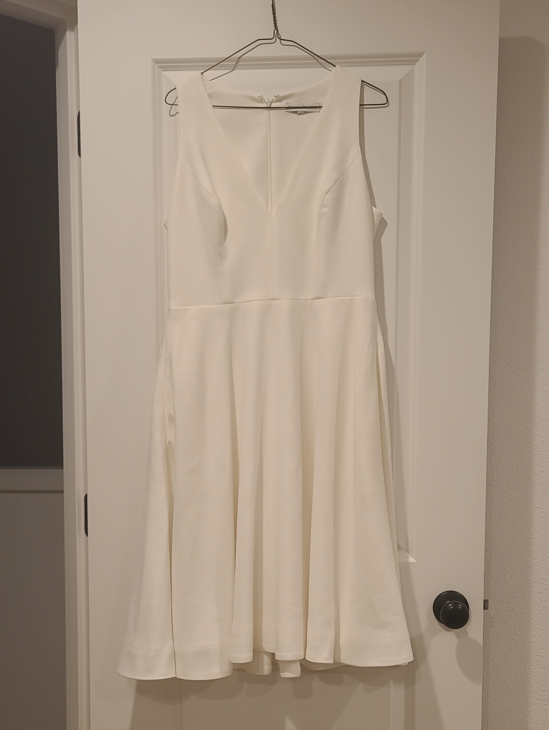 Dress The Population Ivory V-Neck Midi Dress